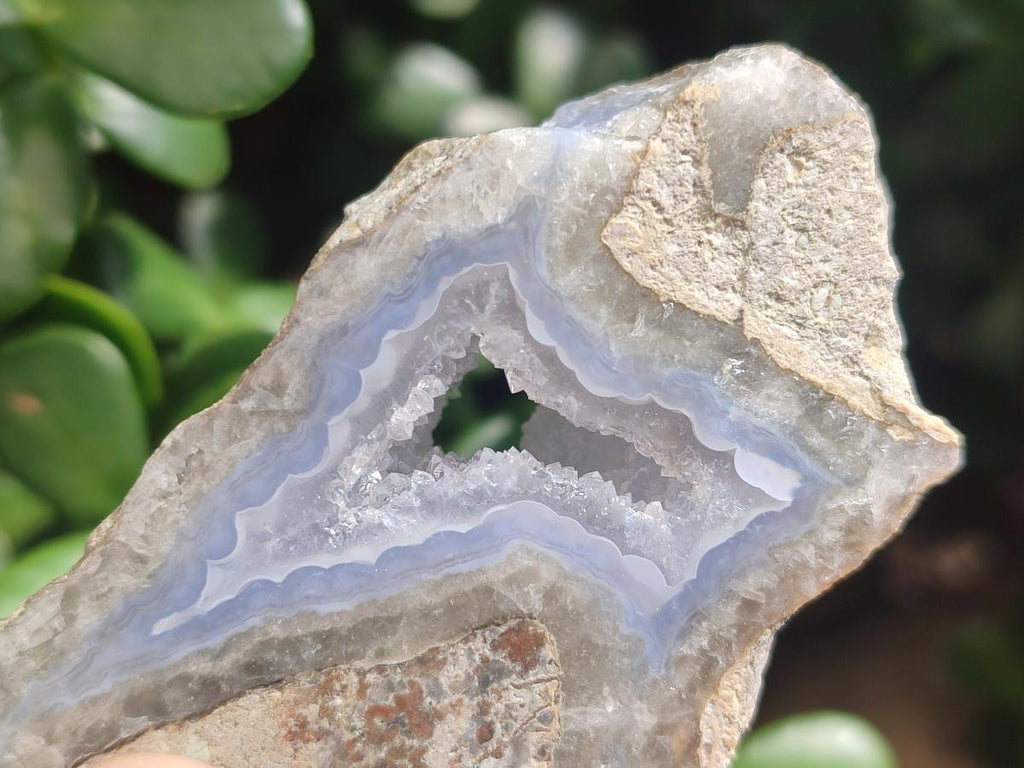 Polished One Side Blue Lace Agate Geodes x 12 From Nsanje, Malawi - Toprock Gemstones and Minerals 