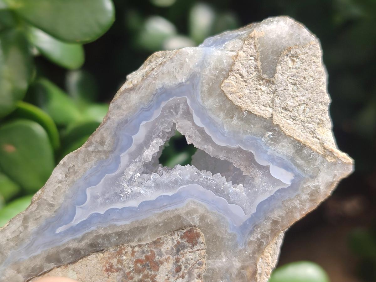 Polished One Side Blue Lace Agate Geodes x 12 From Nsanje, Malawi - Toprock Gemstones and Minerals 