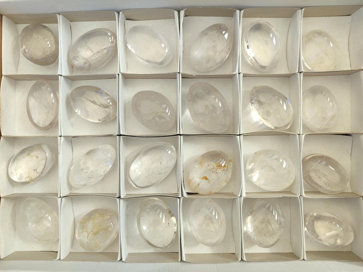 Polished Rock Crystal Galets x 24 From Amoron’i Mania, Madagascar - Toprock Gemstones and Minerals 