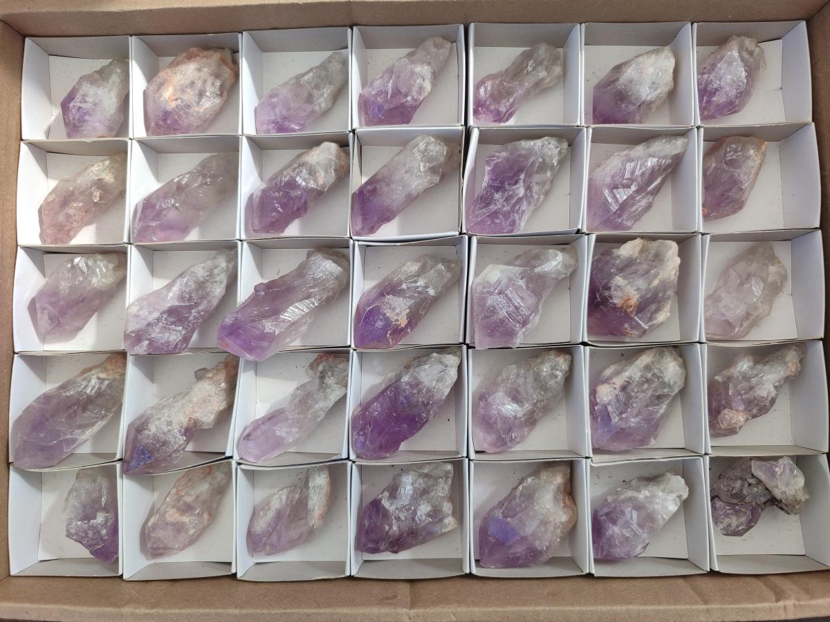 Natural Jacaranda Amethyst Single Crystals x 35 From Mumbwa, Zambia - Toprock Gemstones and Minerals 