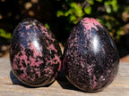 Polished Rhodonite Gemstone Eggs x 3 From Ambindavato, Madagascar - Toprock Gemstones and Minerals 