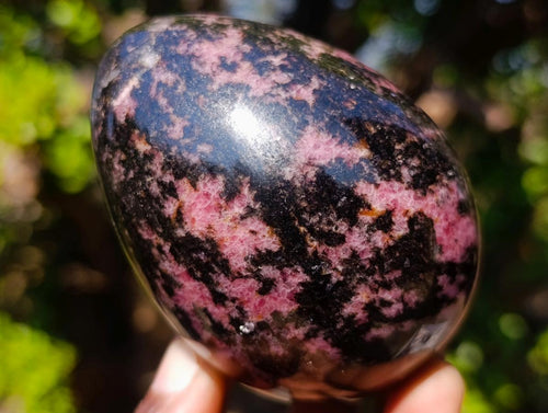 Polished Rhodonite Gemstone Eggs x 3 From Ambindavato, Madagascar - Toprock Gemstones and Minerals 