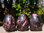 Polished Rhodonite Gemstone Eggs x 3 From Ambindavato, Madagascar - Toprock Gemstones and Minerals 