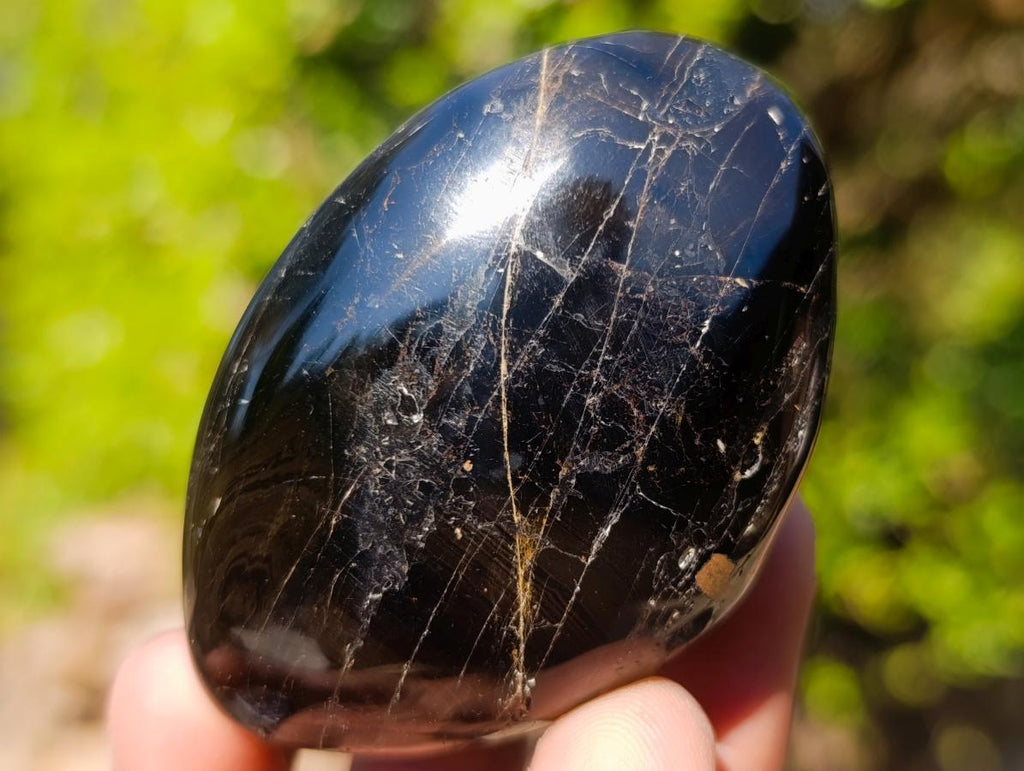 Polished Black Tourmaline Galets x 20 From Madagascar - Toprock Gemstones and Minerals 