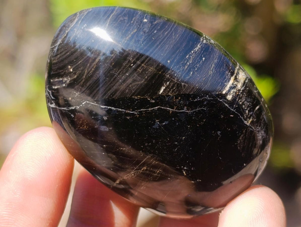 Polished Black Tourmaline Galets x 20 From Madagascar - Toprock Gemstones and Minerals 