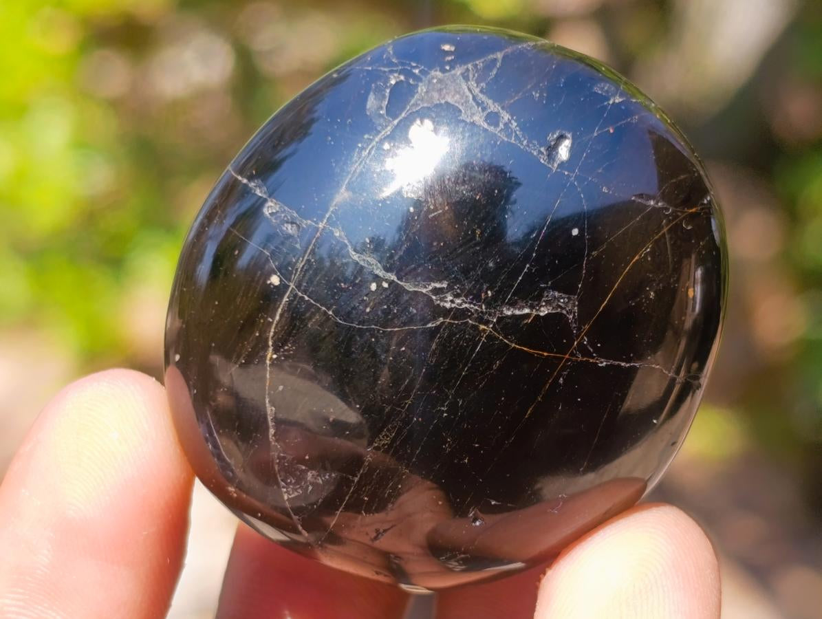 Polished Black Tourmaline Galets x 20 From Madagascar - Toprock Gemstones and Minerals 