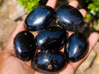 Polished Black Tourmaline Galets x 20 From Madagascar - Toprock Gemstones and Minerals 