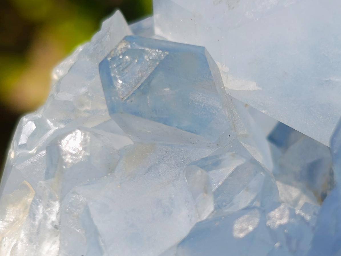 Polished and Natural Blue Celestite Eggs x 3 From Sakoany, Madagascar - Toprock Gemstones and Minerals 