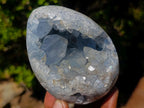 Polished and Natural Blue Celestite Eggs x 3 From Sakoany, Madagascar - Toprock Gemstones and Minerals 