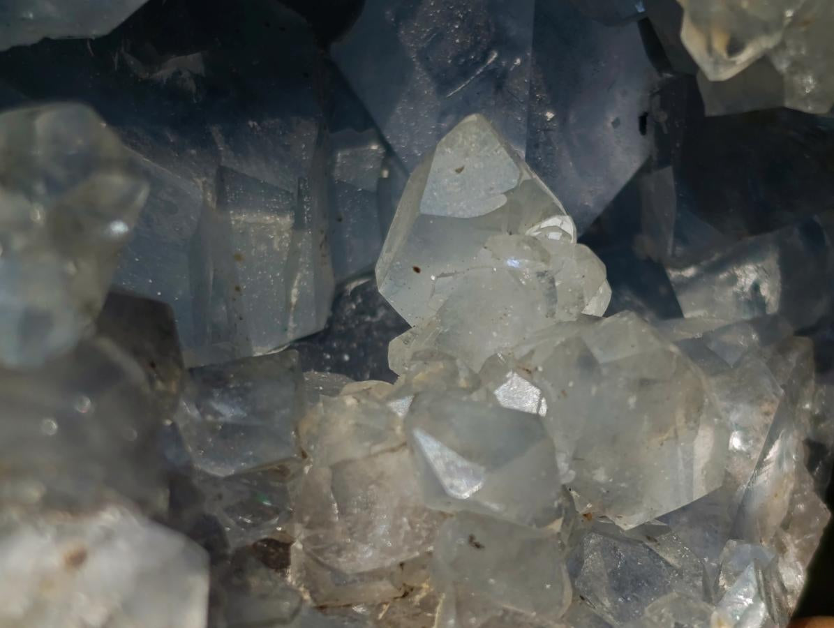 Polished and Natural Blue Celestite Eggs x 3 From Sakoany, Madagascar - Toprock Gemstones and Minerals 