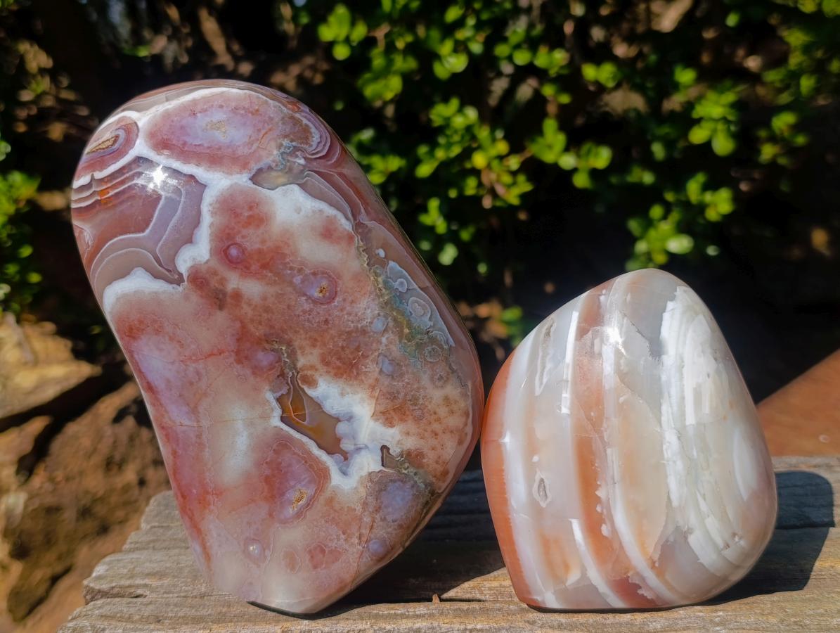 Polished Shashe River Agate Standing Display Pieces x 2 From Shashe River, Zimbabwe - Toprock Gemstones and Minerals 