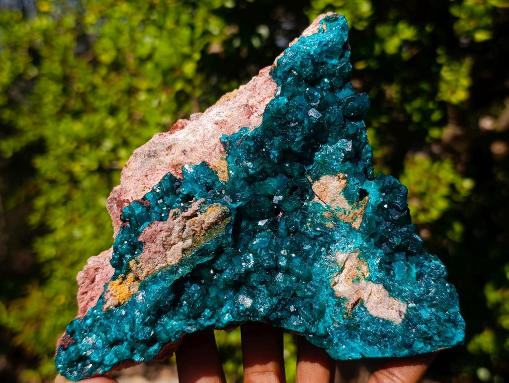 Natural Large Cabinet Size Triangular Dioptase on Dolomite Specimen x 1 From Mashamba East Mine, Congo - Toprock Gemstones and Minerals 