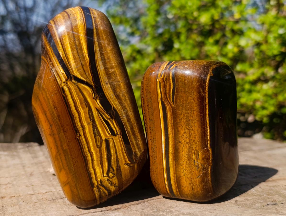 Polished Golden Tigers Eye Free Forms x 6 From Prieska, South Africa - Toprock Gemstones and Minerals 