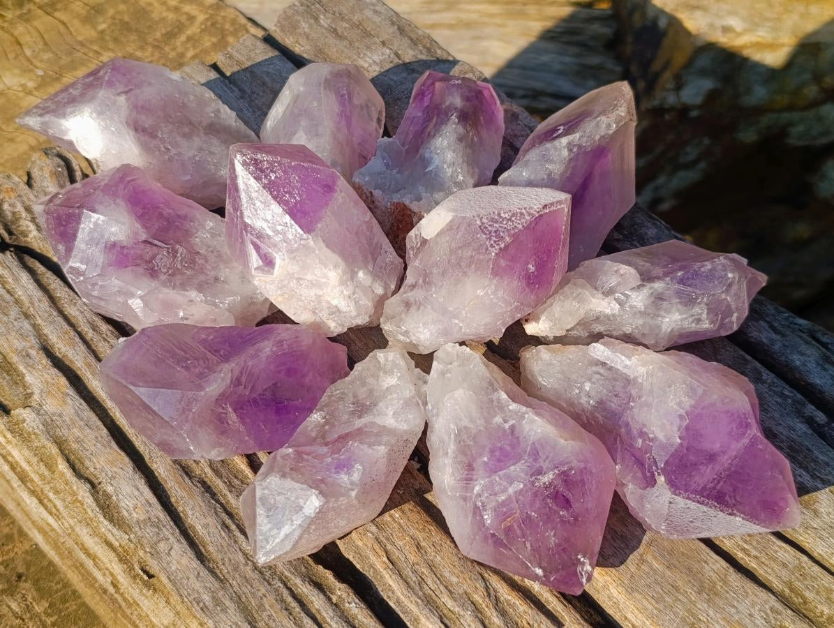 Natural Jacaranda Amethyst Single Crystals x 12 From Mumbwa, Zambia - Toprock Gemstones and Minerals 