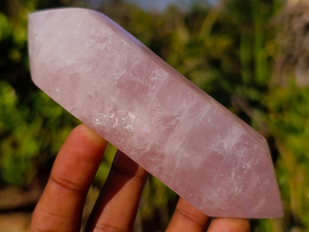 Polished Double Terminated Gemmy Rose Quartz Crystals x 6 From Madagascar - Toprock Gemstones and Minerals 