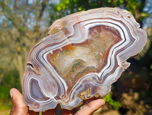 Polished One Side Red Shashe River Agate Slices x 6 From Shashe River, Zimbabwe - Toprock Gemstones and Minerals 