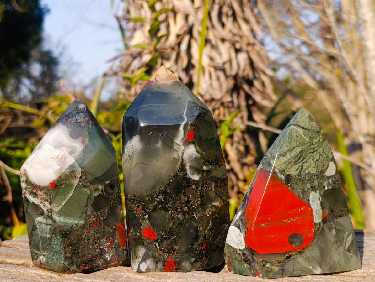 Polished Bloodstone Display Crystals x 3 From Swaziland - Toprock Gemstones and Minerals 