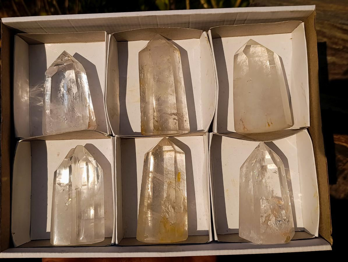 Polished Clear Quartz Crystals x 6 From Madagascar - Toprock Gemstones and Minerals 