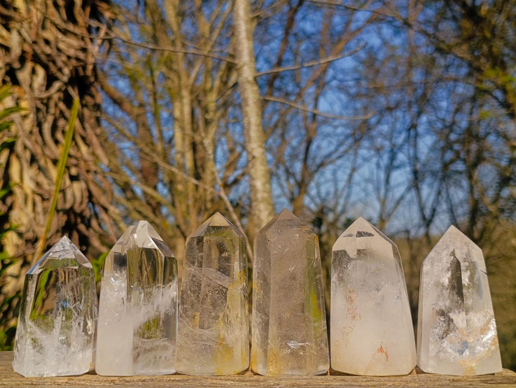 Polished Clear Quartz Crystals x 6 From Madagascar - Toprock Gemstones and Minerals 