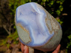 Polished and Natural Large Blue Lace Agate Standing Display Piece x 1 From Nsanje, Malawi - Toprock Gemstones and Minerals 