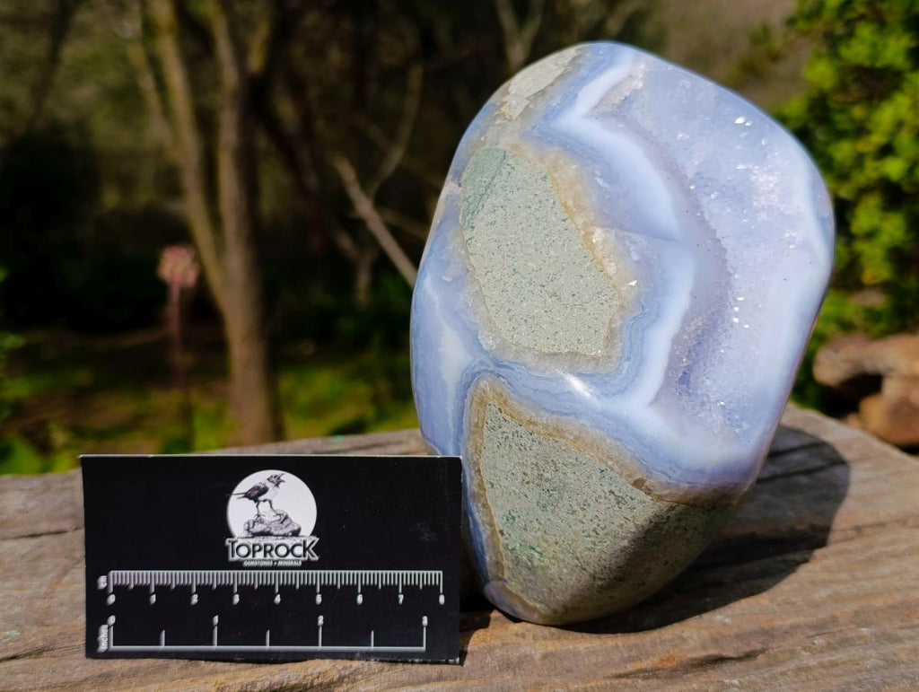 Polished and Natural Large Blue Lace Agate Standing Display Piece x 1 From Nsanje, Malawi - Toprock Gemstones and Minerals 