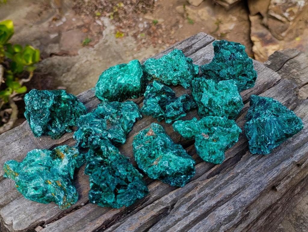 Natural Silky Malachite Specimens x 12 From Kasompe, Congo - Toprock Gemstones and Minerals 