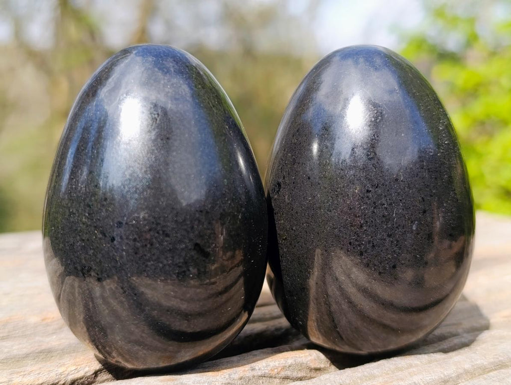 Polished Black Basalt Eggs x 6 From Madagascar - Toprock Gemstones and Minerals 