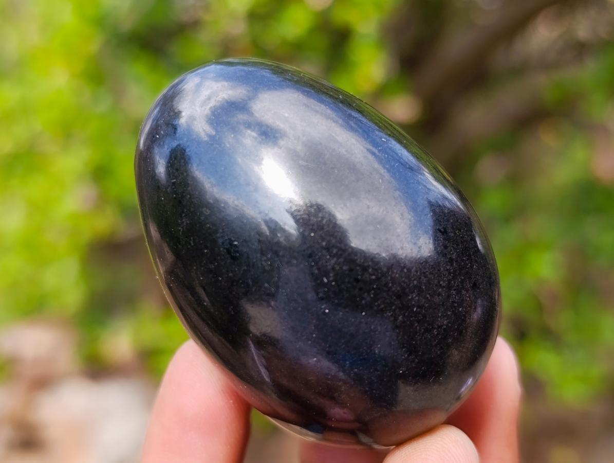 Polished Black Basalt Eggs x 6 From Madagascar - Toprock Gemstones and Minerals 