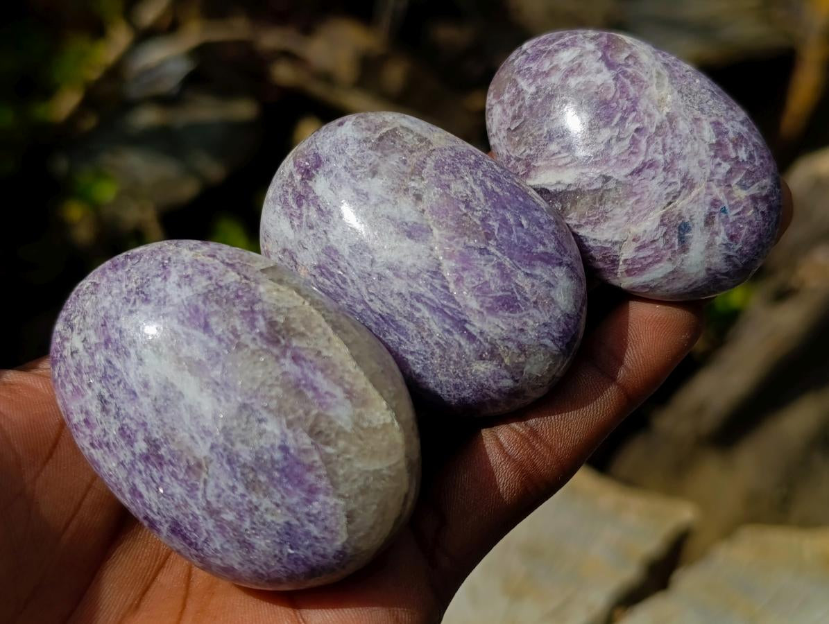 Polished Lepidolite Galets x 20 From Ambatondrazaka, Madagascar - Toprock Gemstones and Minerals 