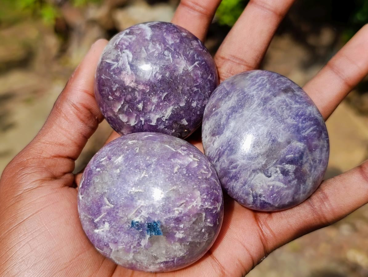 Polished Lepidolite Galets x 20 From Ambatondrazaka, Madagascar - Toprock Gemstones and Minerals 