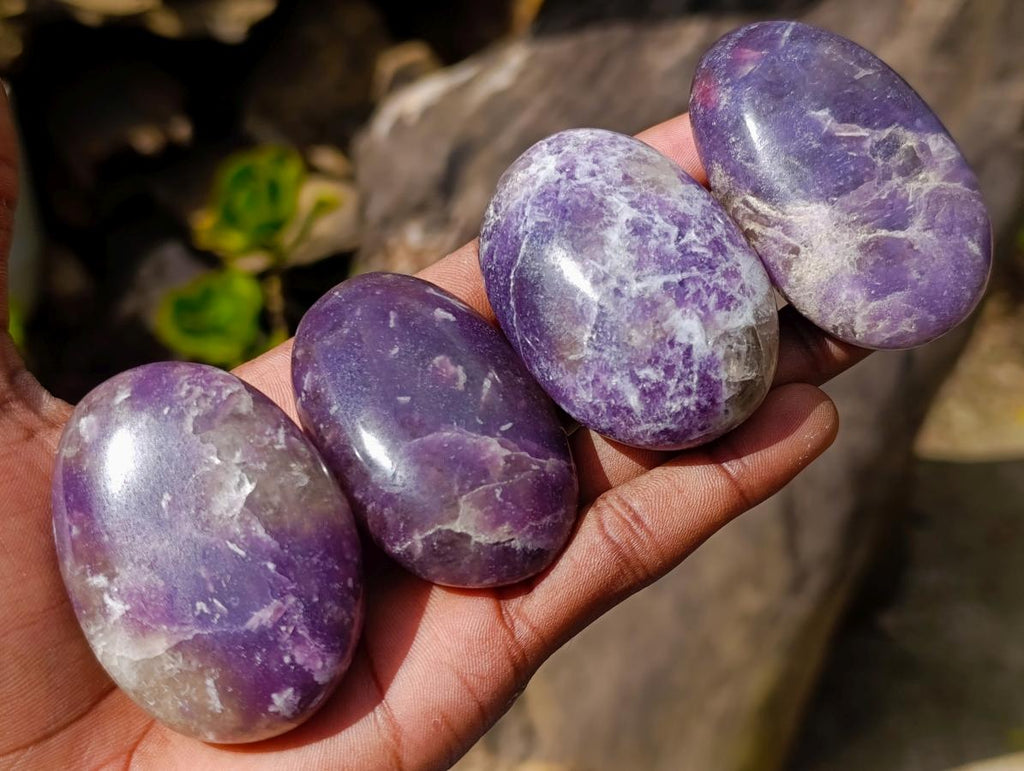 Polished Lepidolite Galets x 20 From Ambatondrazaka, Madagascar - Toprock Gemstones and Minerals 