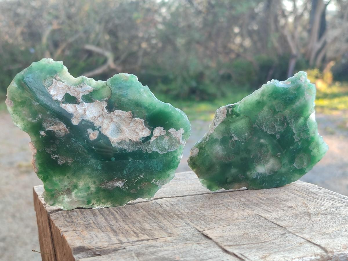 Polished One Side Mtorolite Chrysoprase Slices x 12 From Mutorashanga, Zimbabwe - Toprock Gemstones and Minerals 