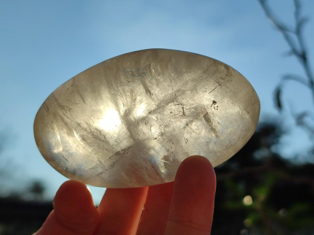 Polished Large Clear Quartz Crystal Palm Stones x 12 From Madagascar - Toprock Gemstones and Minerals 