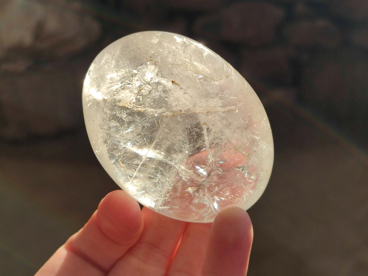 Polished Large Clear Quartz Crystal Palm Stones x 12 From Madagascar - Toprock Gemstones and Minerals 