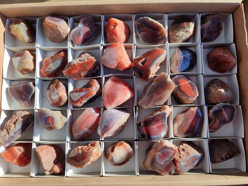 Polished One Side Red Shashe River Agate Nodules x 35 From Shashe River, Zimbabwe - Toprock Gemstones and Minerals 