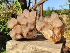 Natural Cascading White Phantom Smokey Luena Quartz Clusters x 2 From Luena, Congo - Toprock Gemstones and Minerals 