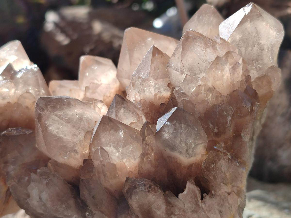 Natural Cascading White Phantom Smokey Luena Quartz Clusters x 2 From Luena, Congo - Toprock Gemstones and Minerals 