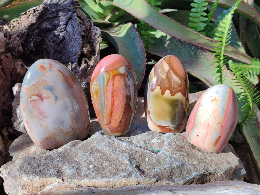 Polished Polychrome Jasper Standing Display Pieces x 4 From Androka, Madagascar - Toprock Gemstones and Minerals 