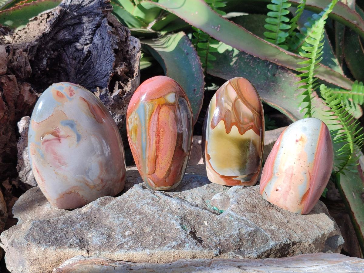Polished Polychrome Jasper Standing Display Pieces x 4 From Androka, Madagascar - Toprock Gemstones and Minerals 