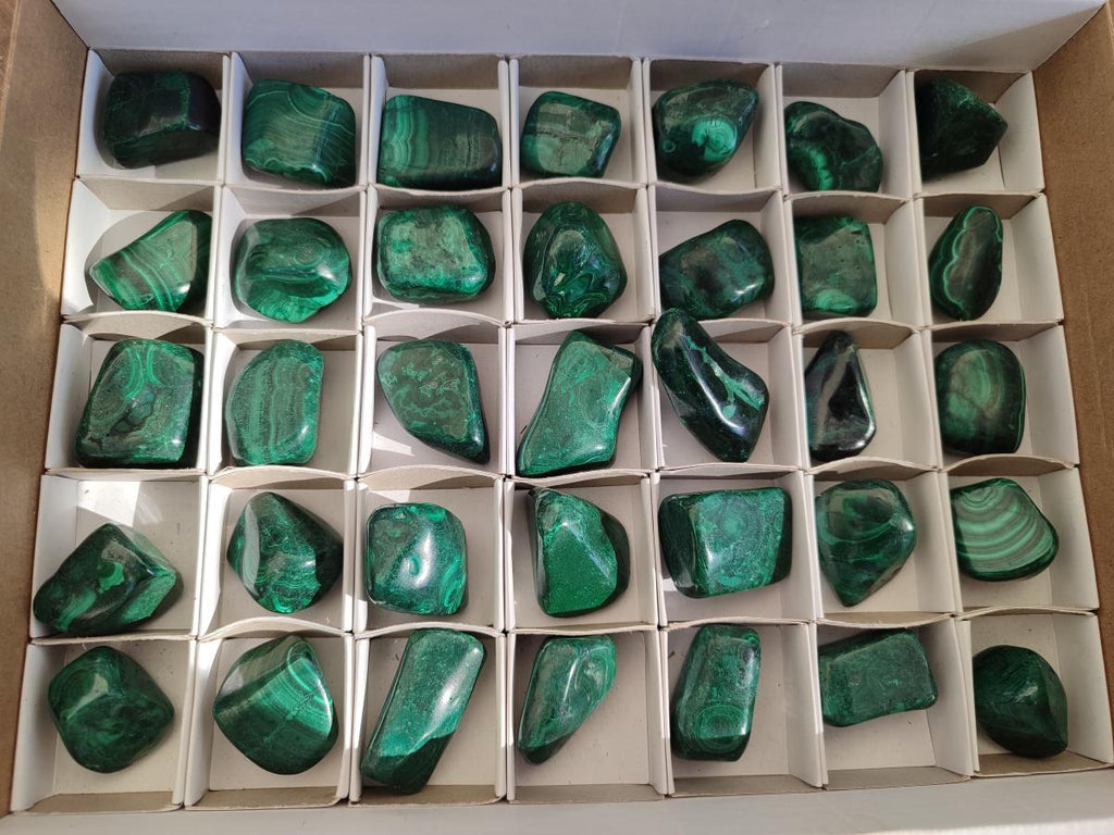 Polished Flower Banded Malachite Free Forms x 35 From Congo - Toprock Gemstones and Minerals 