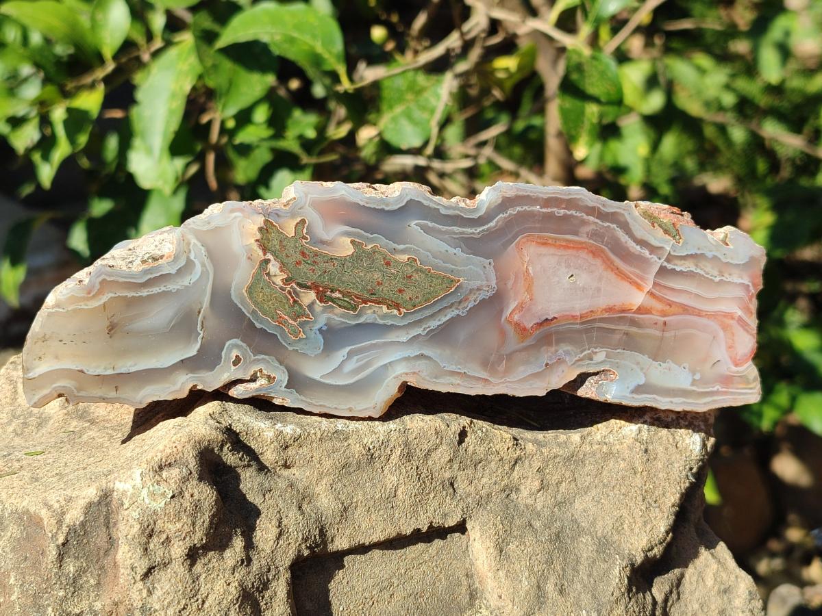 Polished One Side Red Shashe River Sardonyx Agate Slices x 4 From Shashe River, Zimbabwe - Toprock Gemstones and Minerals 