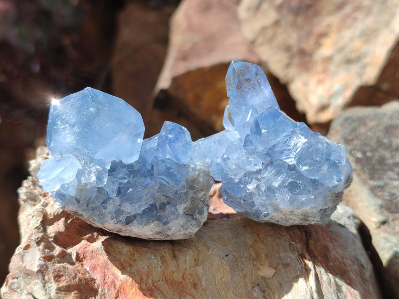 Natural Blue Celestite Specimens x 35 From Sakoany, Madagascar - Toprock Gemstones and Minerals 