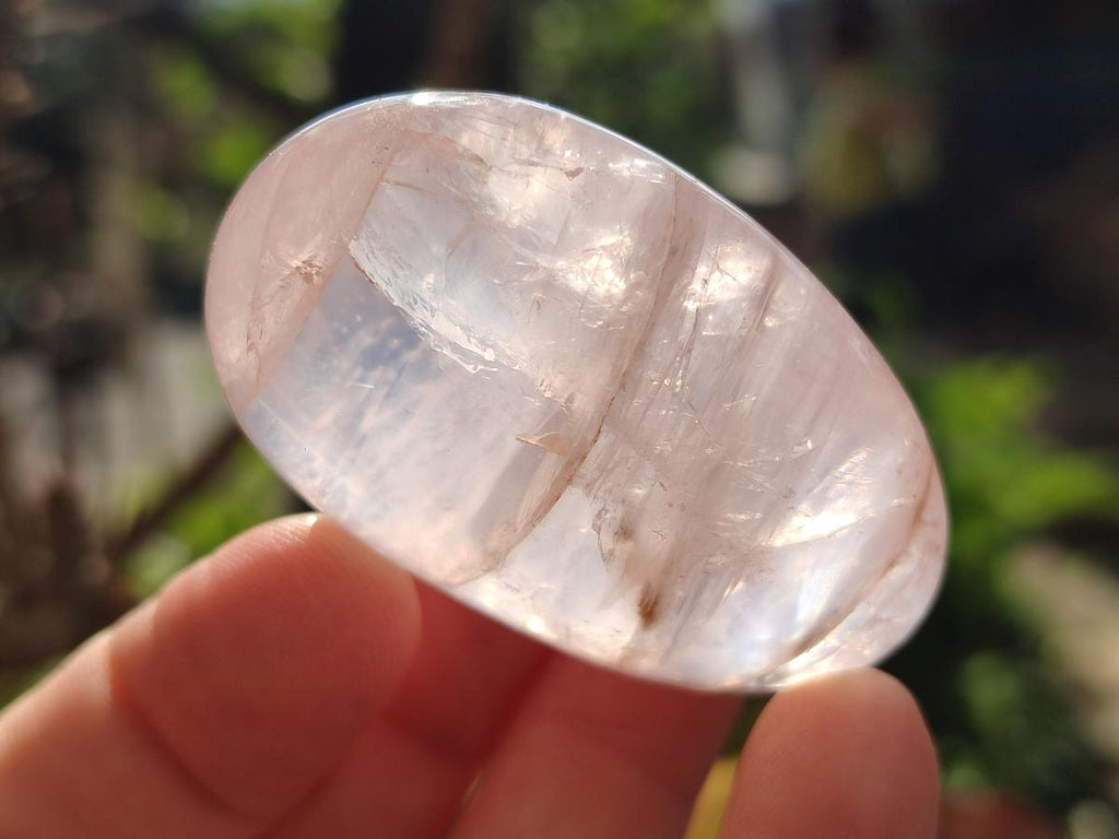 Polished Gemmy Rose Quartz Palm Stones x 35 From Madagascar - Toprock Gemstones and Minerals 