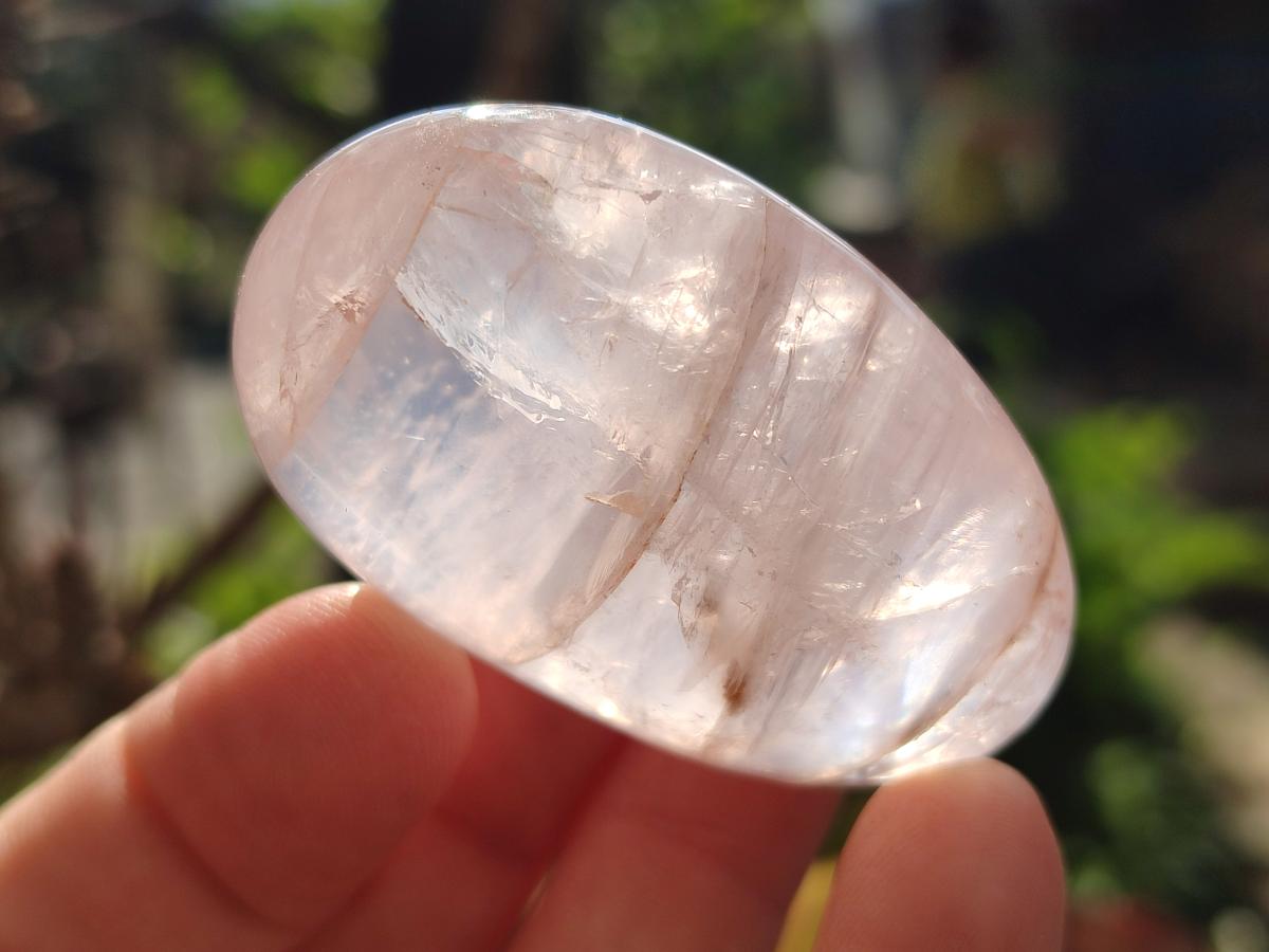 Polished Gemmy Rose Quartz Palm Stones x 35 From Madagascar - Toprock Gemstones and Minerals 