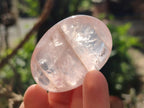 Polished Gemmy Rose Quartz Palm Stones x 35 From Madagascar - Toprock Gemstones and Minerals 