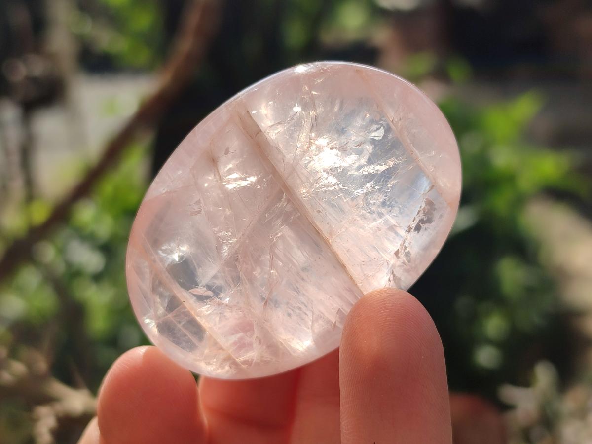 Polished Gemmy Rose Quartz Palm Stones x 35 From Madagascar - Toprock Gemstones and Minerals 