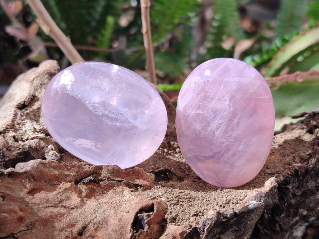 Polished Gemmy Rose Quartz Palm Stones x 35 From Madagascar - Toprock Gemstones and Minerals 