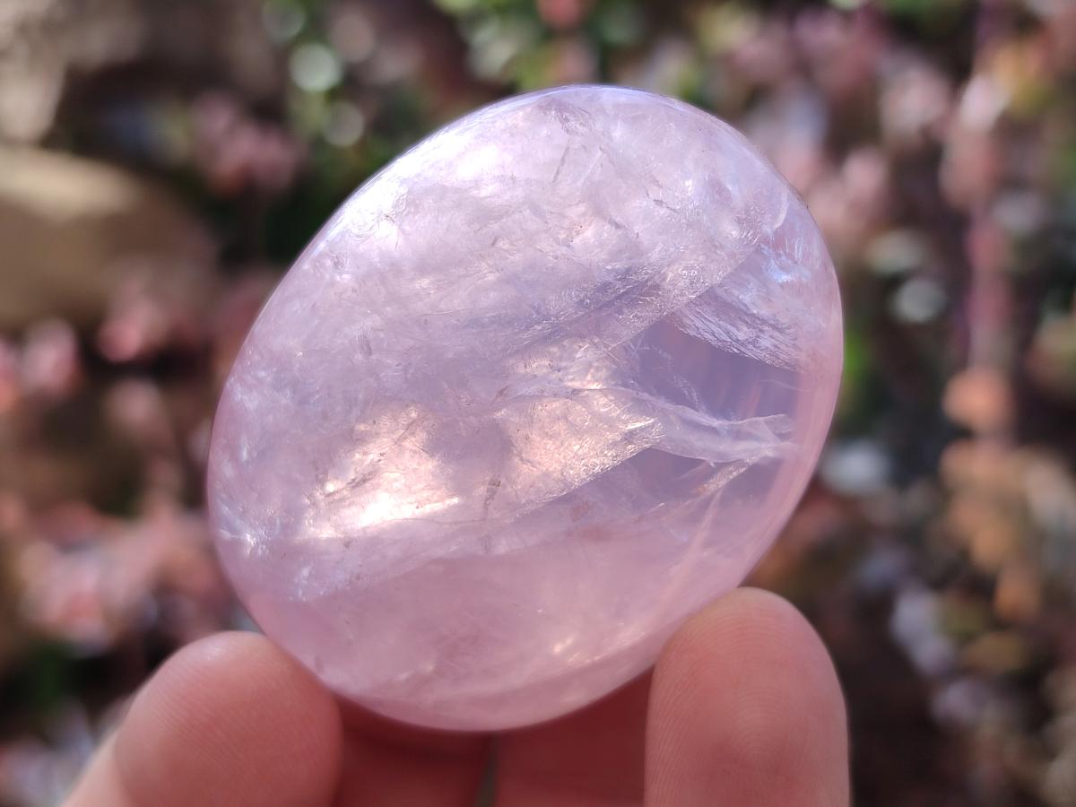 Polished Gemmy Rose Quartz Palm Stones x 35 From Madagascar - Toprock Gemstones and Minerals 