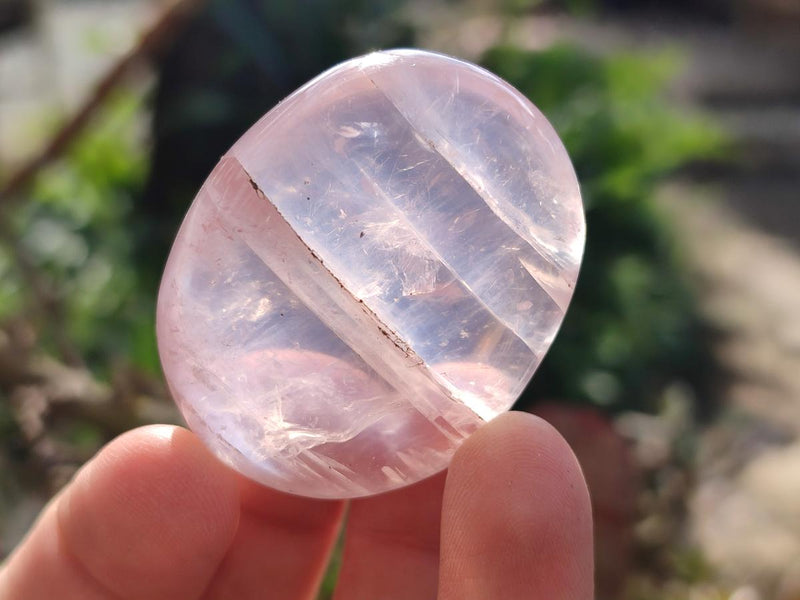 Polished Gemmy Rose Quartz Palm Stones x 35 From Madagascar - Toprock Gemstones and Minerals 