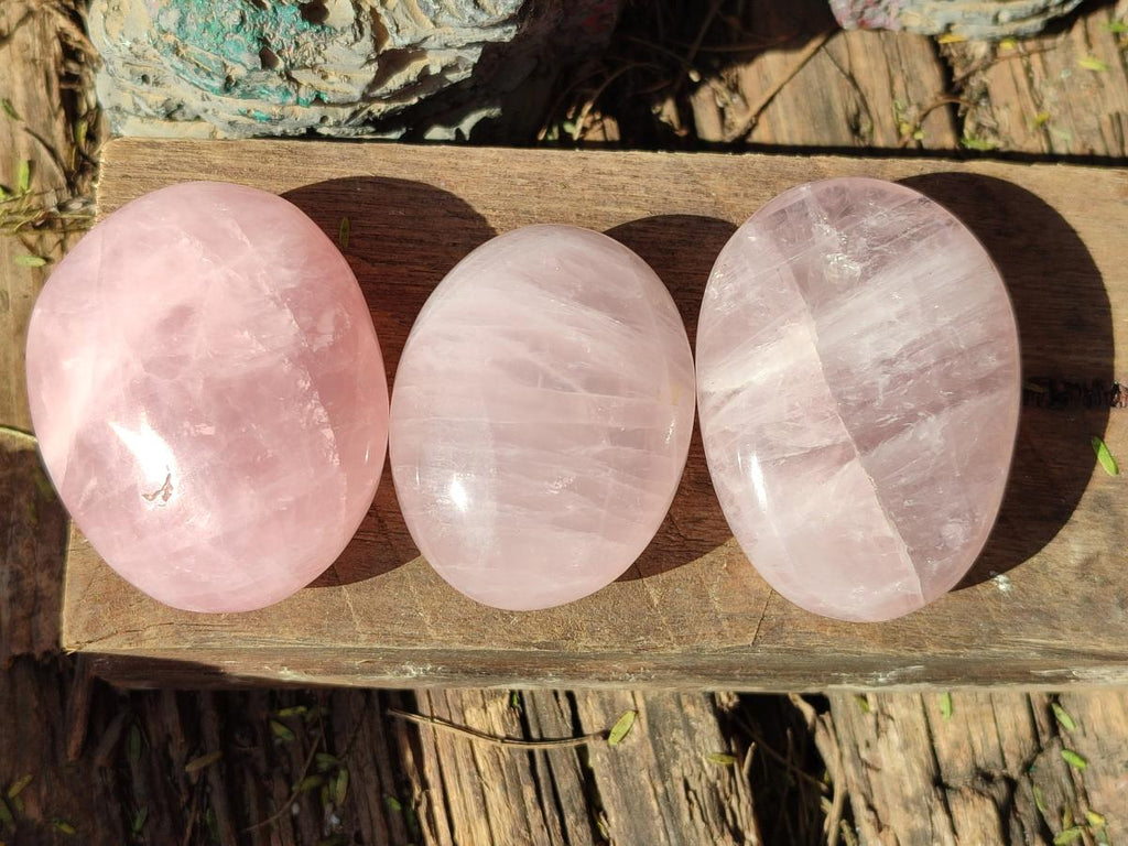 Polished Gemmy Rose Quartz Palm Stones x 35 From Madagascar - Toprock Gemstones and Minerals 